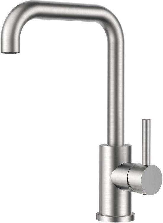 Kraan da bagno, miscelatore da cucina, 360° girevole con rubinetto in acciaio inossidabile per 1 foro con maniglione singolo