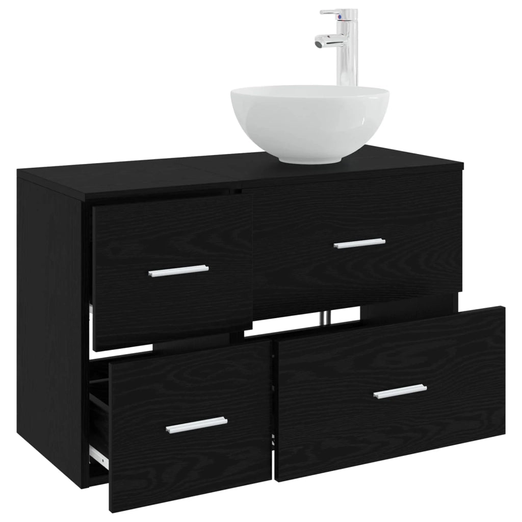 Set di mobili per il bagno 2 pcs Rovere Nero 3403945