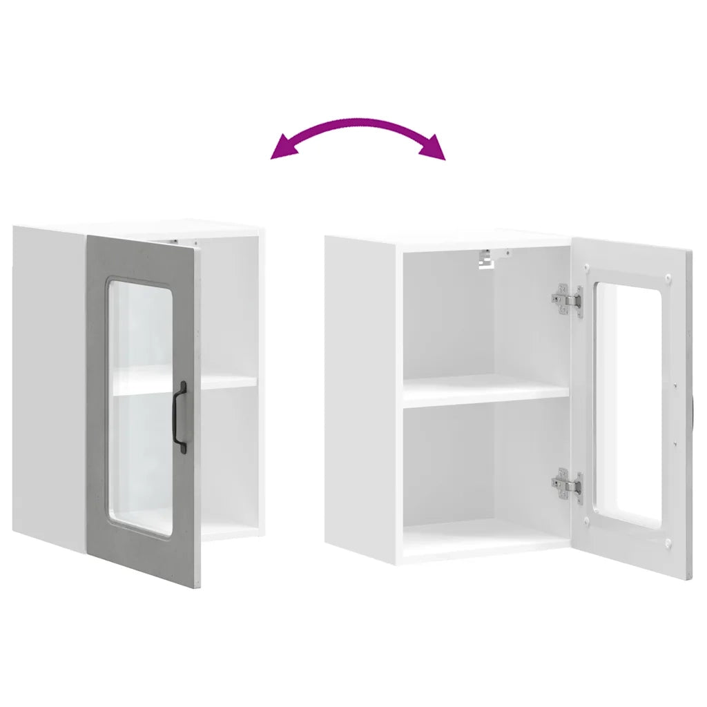 Pensile da Cucina con Porta in Vetro Kalmar Grigio Cemento 853531