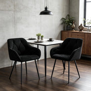 SEDIE Imbottite Set da 2 pezzi 45,5x45x83,5 cm Velluto Nero