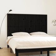 Testiera da Parete-Testiera a Muro-Testata Decorativa Nera 185x3x110 cm in Legno Massello di Pino