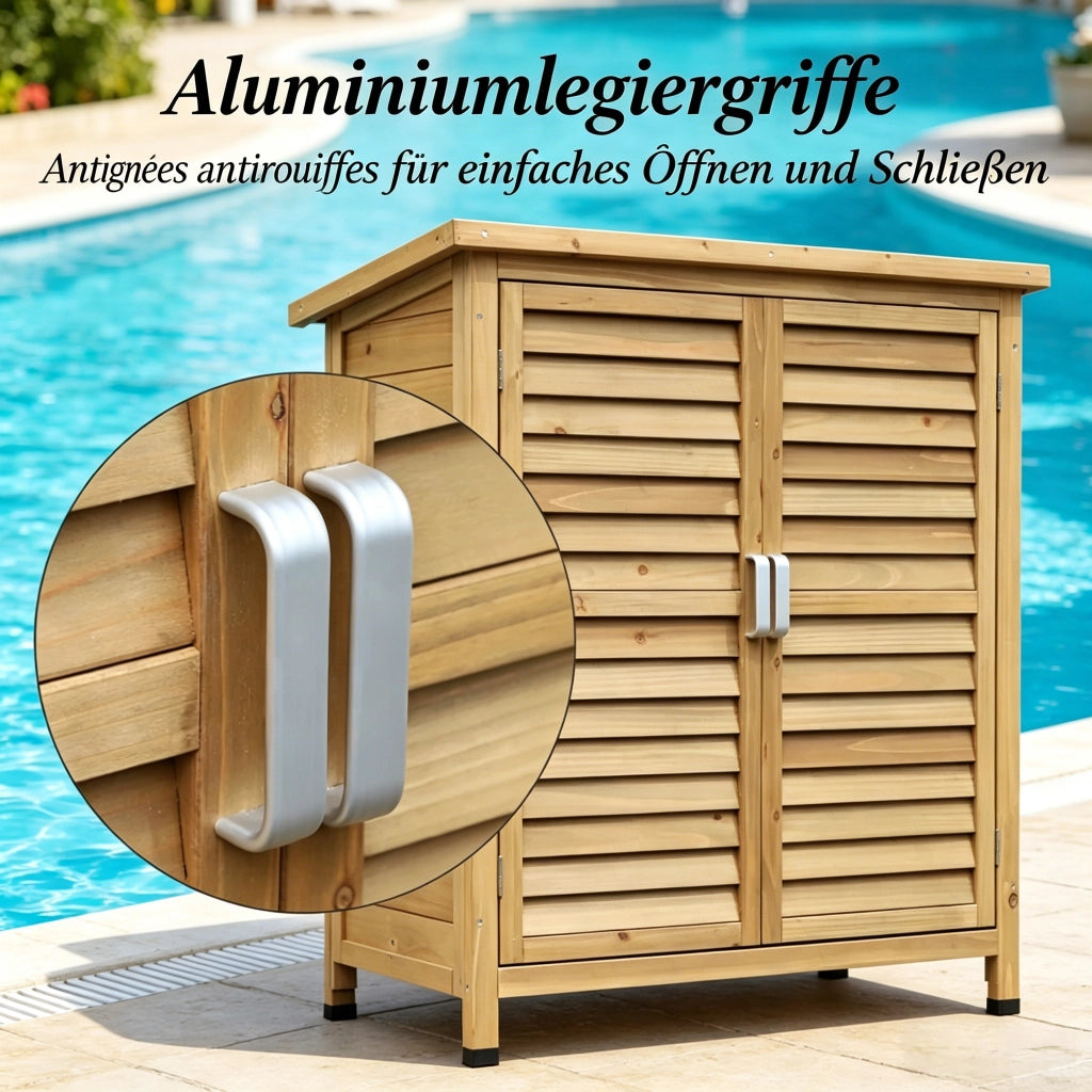 Armadio Da Giardino In Legno Giallo 87 X 46,5 X 96,5 Cm Con Ripiano E Doppia Porta Per Esterni E Interni