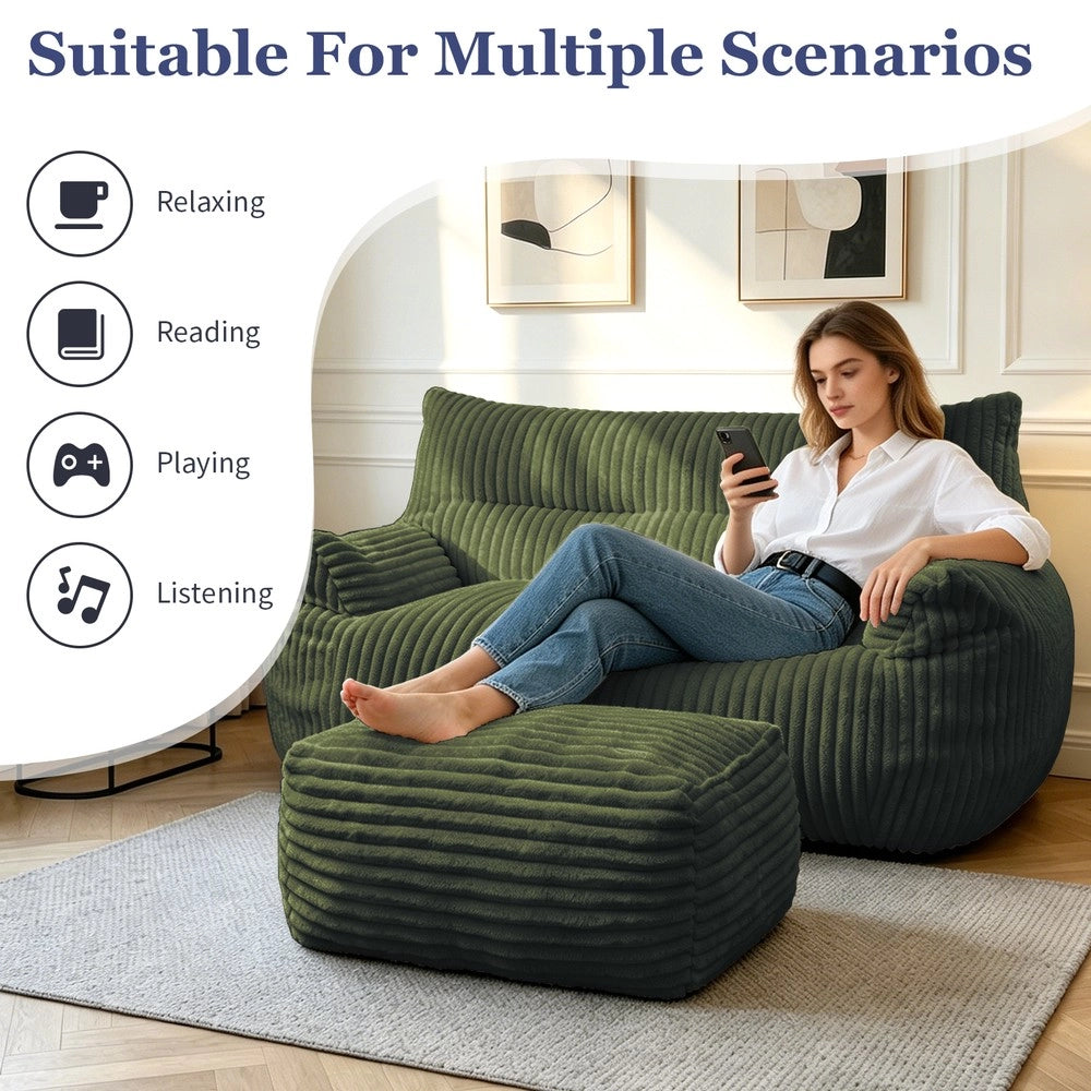 Poltrona Sacco Doppia con Pouf ¨C MINIMAL ¨C Tessuto, Soggiorno e Camera