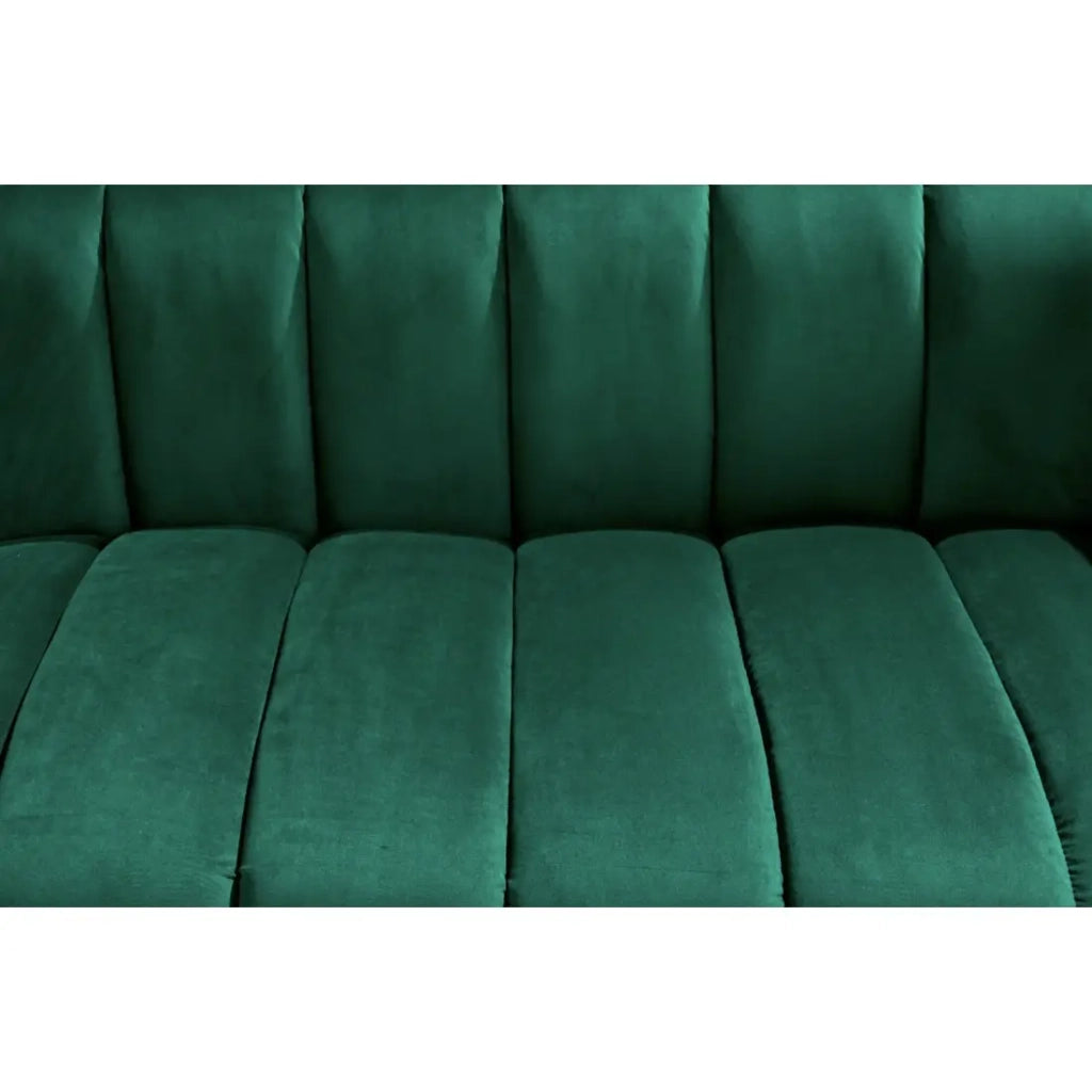 Divano dritto NORA 2 posti verde smeraldo – Divano elegante in velluto con piedi in metallo