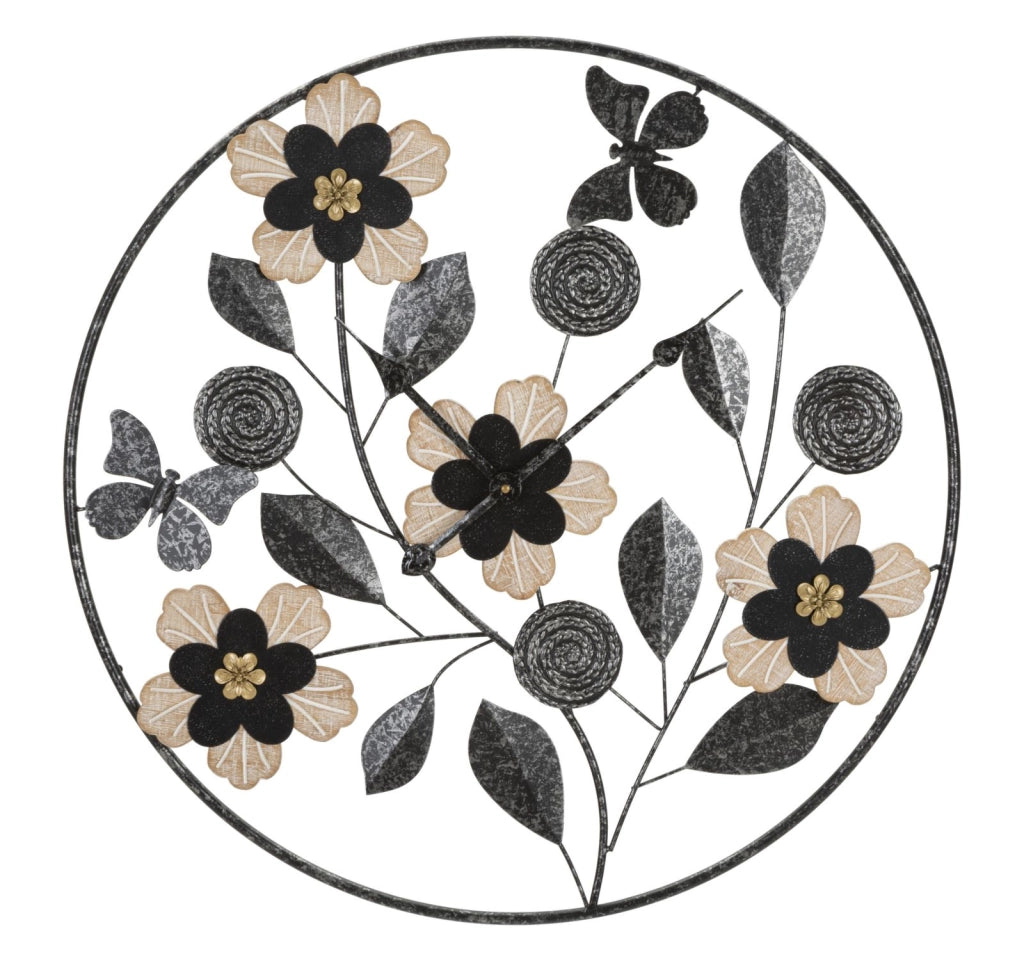 Orologio da Muro Divaker Ø5,5x67 cm in Ferro e MDF Marrone e Nero