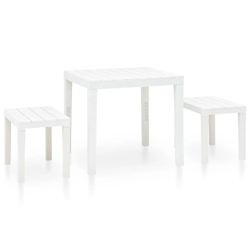 Tavolo da giardino con 2 panche in plastica bianca 02_0018689