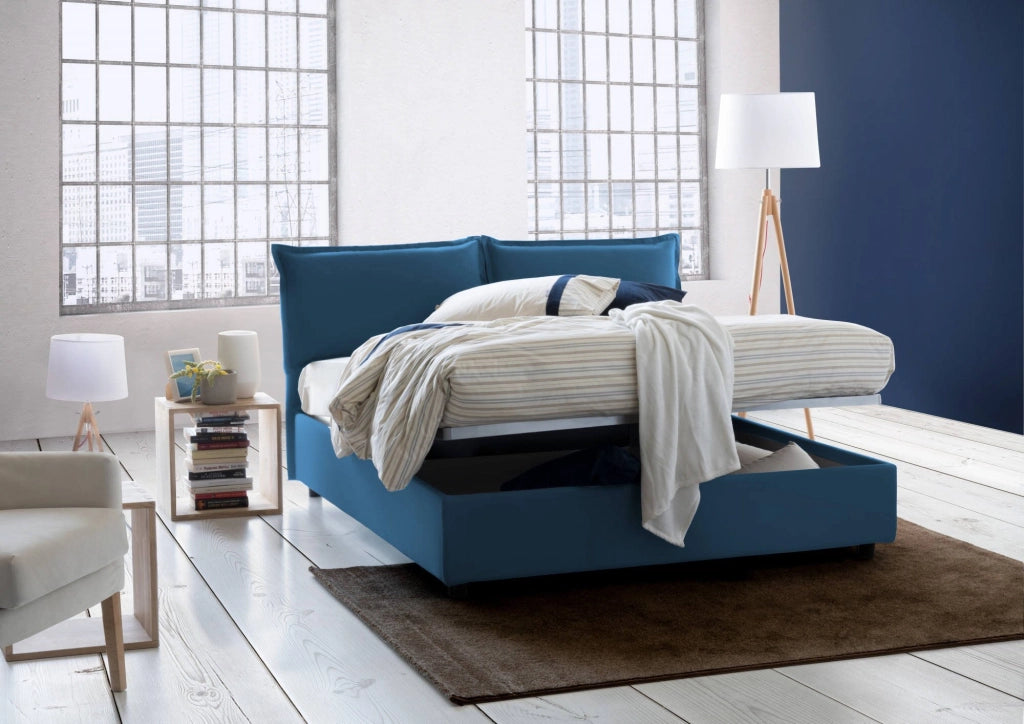 Letto Matrimoniale Amelinda, Letto Matrimoniale Materasso Incluso Made in Italy, blu