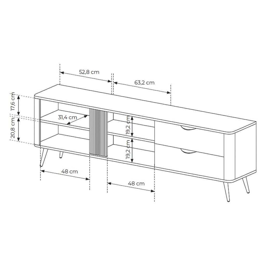 Kamirili, Mobile Porta tv 2 Cassetti, 195x38x61h cm Marrone Noce