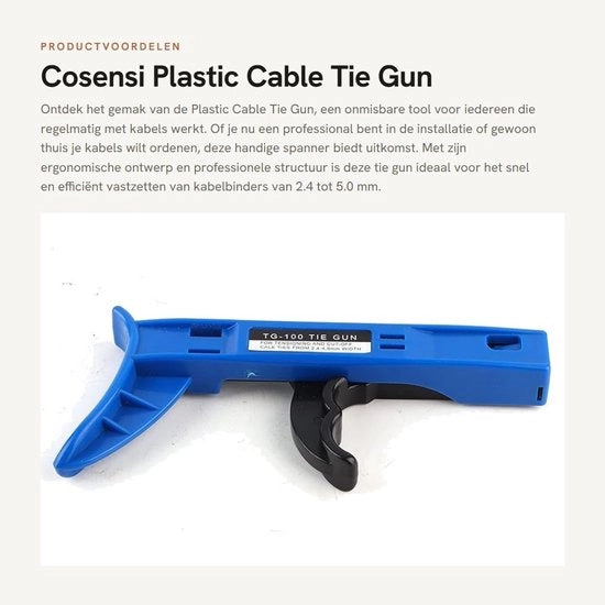 Pistolo per avvolgere cavi professionale - Manicotto - Strumento da mano - Strumento per avvolgere cavi - Per avvolgibili nylon 2.4/5.0 mm - Manicotto ergonomico - Materiale plastico resistente - Pistolo per avvolgere cavi