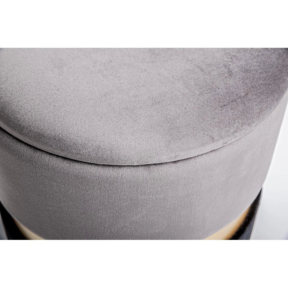 Set da 2 Pouf Rotondi in Velluto con Contenitore - POLLY