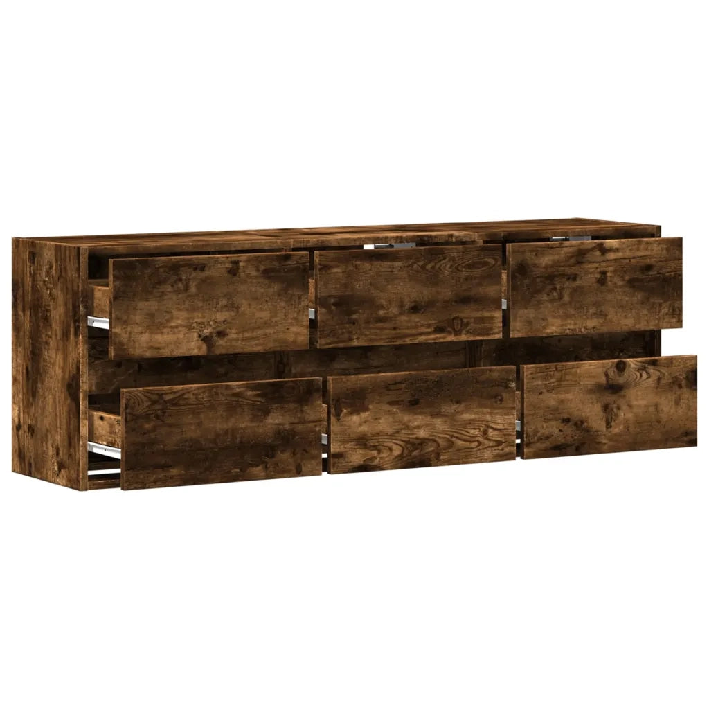 Mobile TV a Parete con Luci LED Rovere Fumo 130x31x45 cm 852303