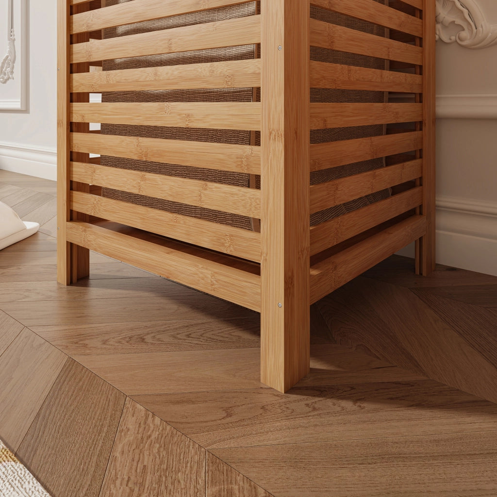 Mobile Portabiancheria Jystiand in Bambù con Coperchio Ribaltabile 57x40x40 cm 64 L [en.casa]