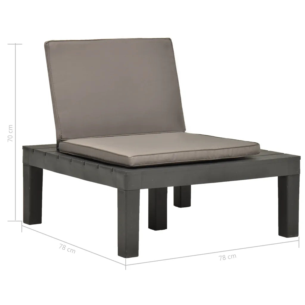 Sedia a Sdraio da Giardino con Cuscino in Plastica Antracite 48826