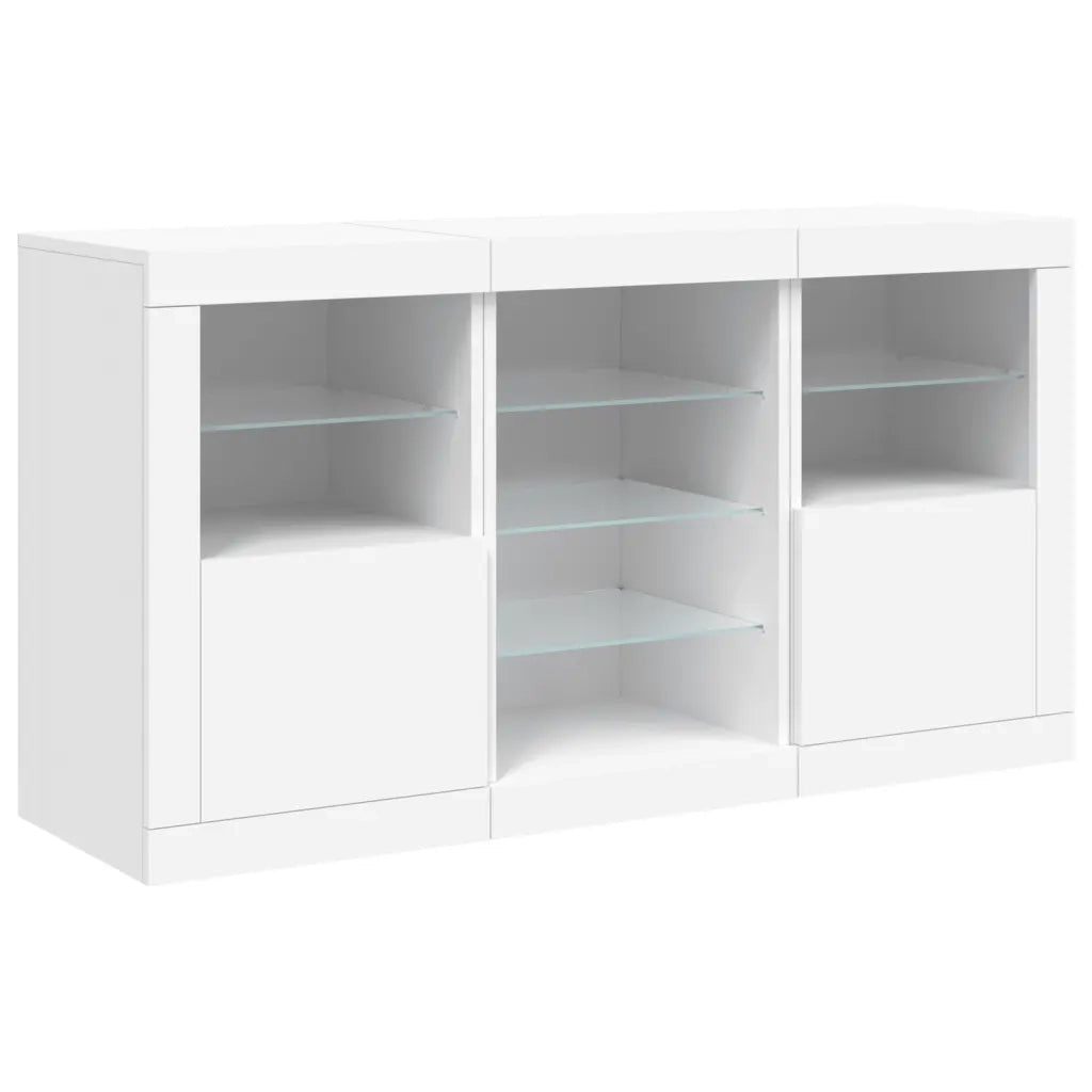 Credenza con Luci LED-Buffet-Armadio da cucina Bianca 123x37x67 cm 999872
