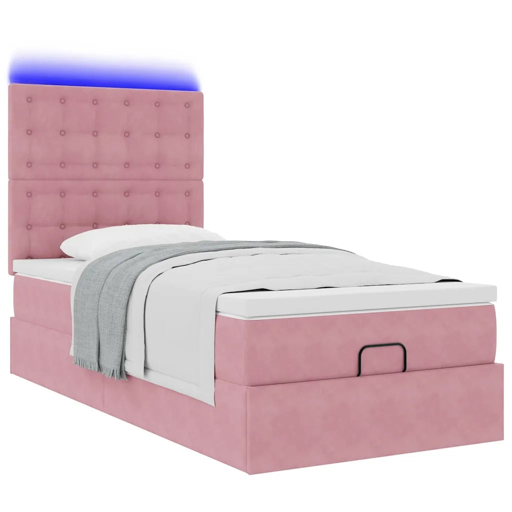 Struttura Letto Pouf con Materassi Rosa 100x200 cm Velluto 3314449