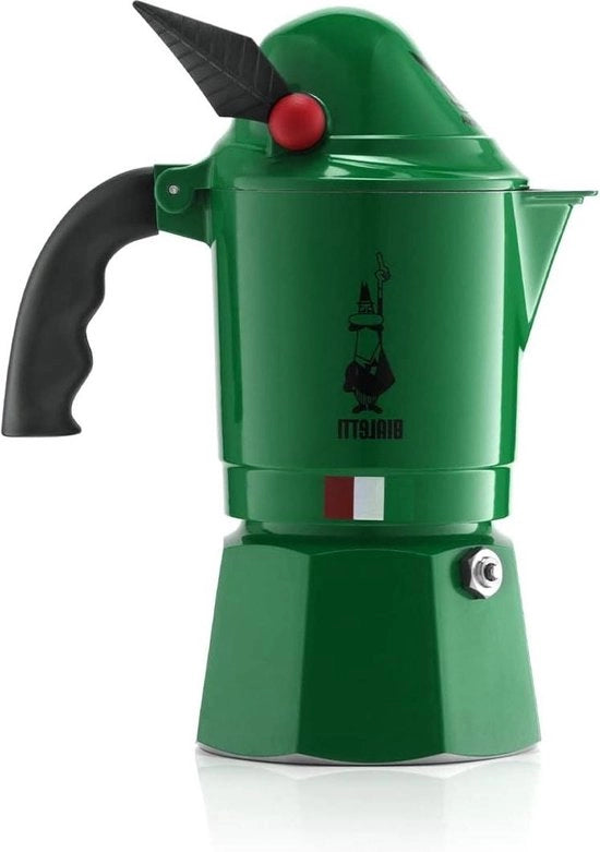 Espresso Maker a Gas - Caffè Italiano Autentico - 3 Bicchieri - 130 Ml - Alluminio - Verde