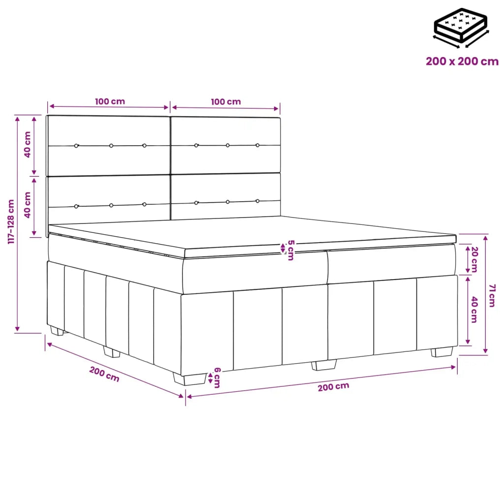 Letto box spring con materasso Blu 200 x 200 cm Tessuto 3454224