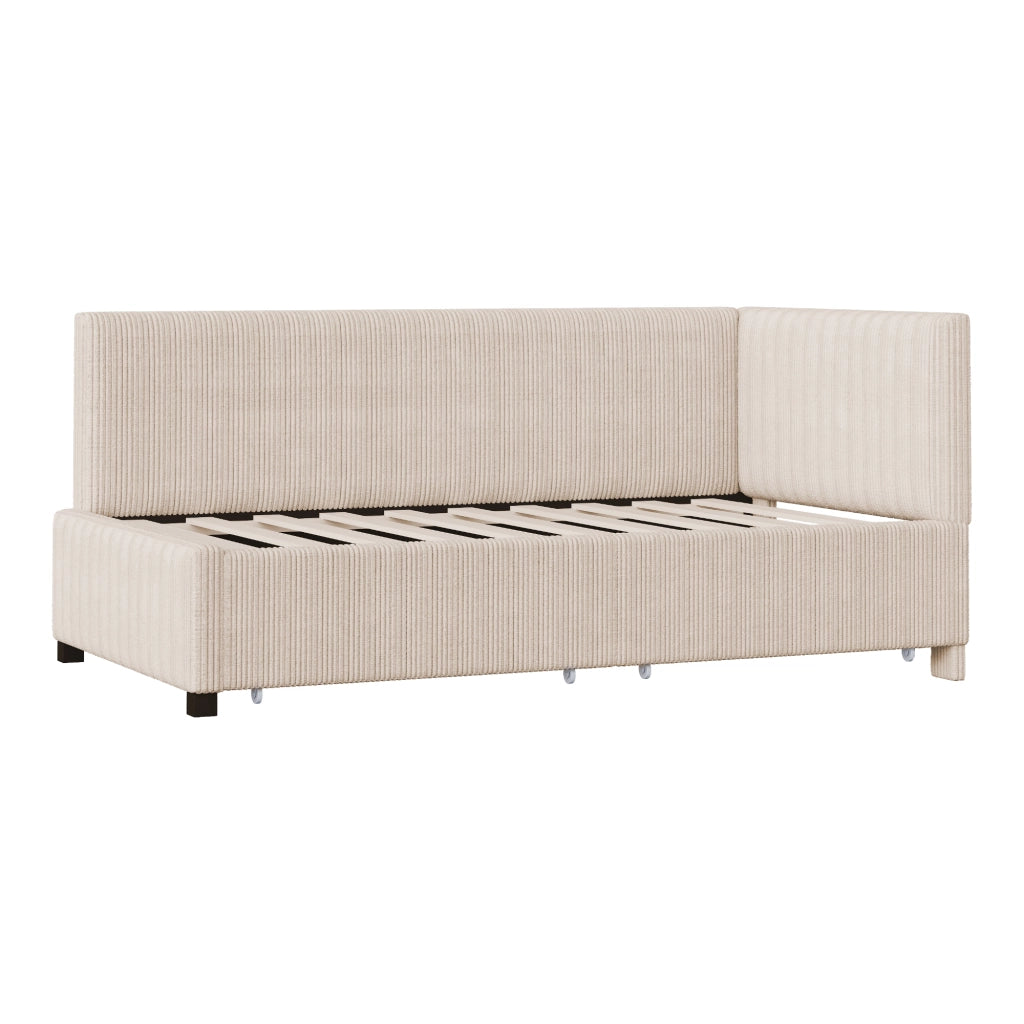Letto poltrona con stoccaggio in velluto beige 90x200 cm