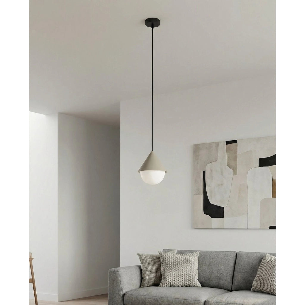 Lampada a sospensione Giro in acciaio nero e vetro