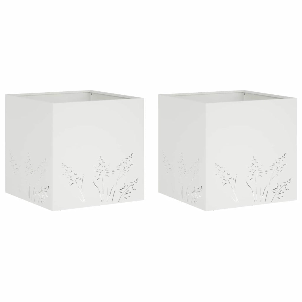 Vaso da giardino 2 pz Bianco 50 x 50 x 49 cm 8005795