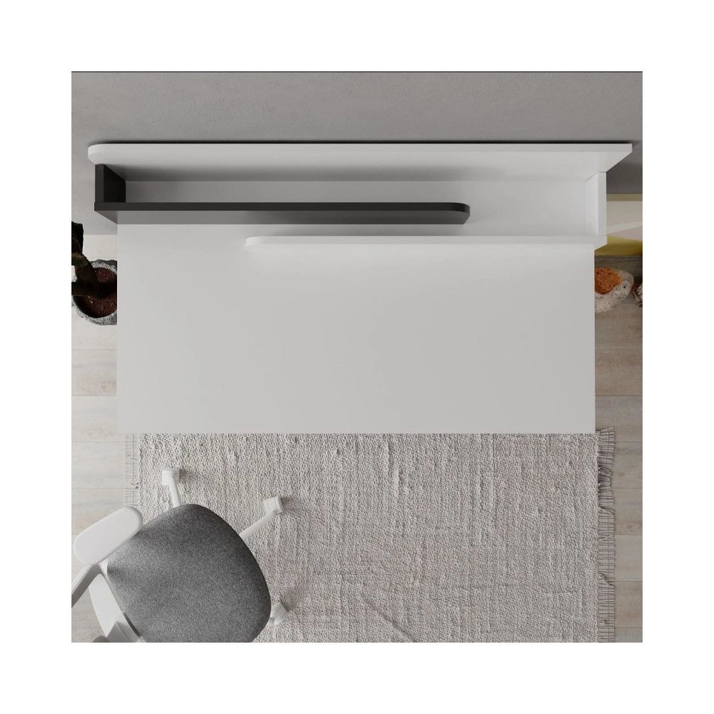 Scrivania bianco con dettagli antracite e gambe nere Leila 110x60x101