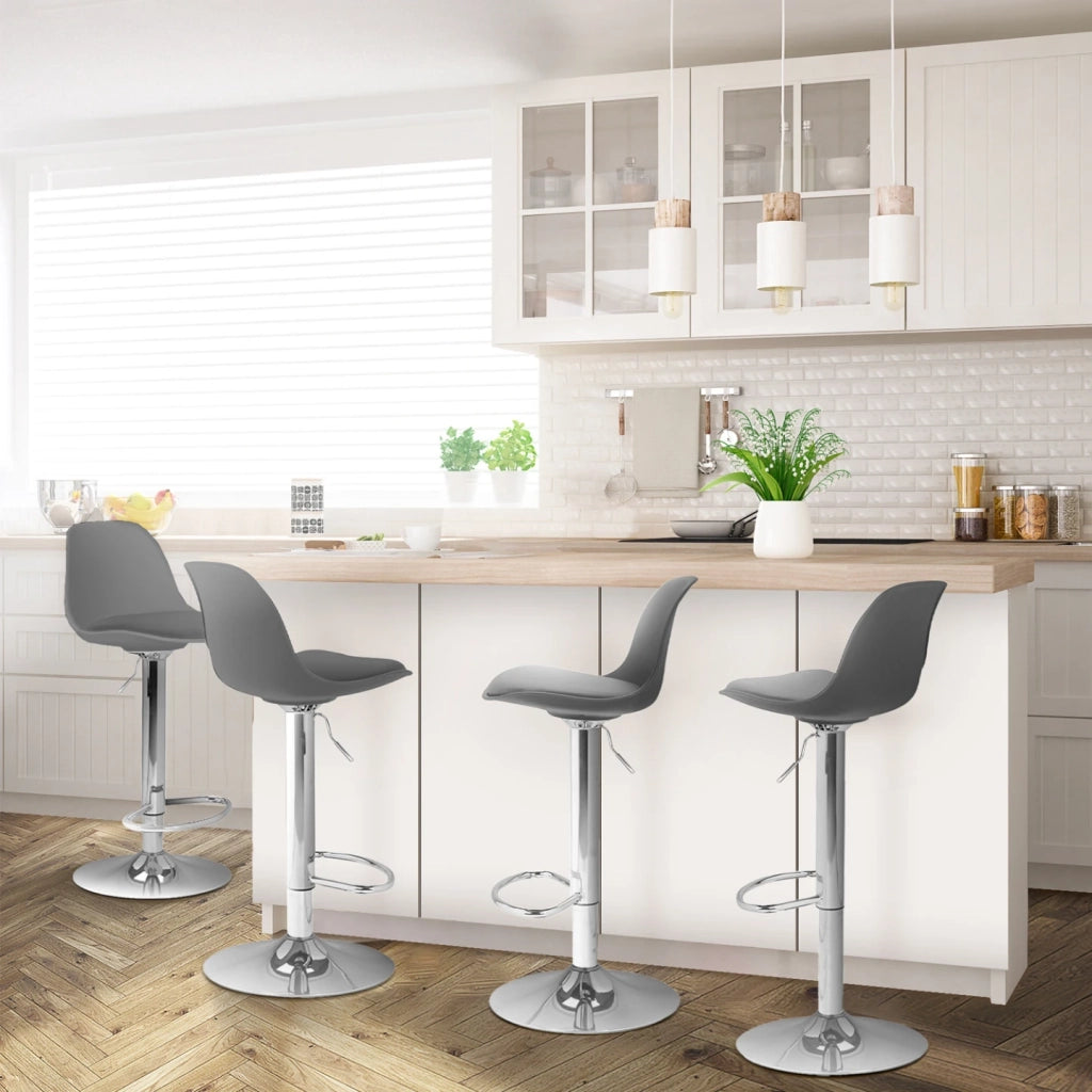 IDMarket - Set di 4 sgabelli da bar design grigio KARL