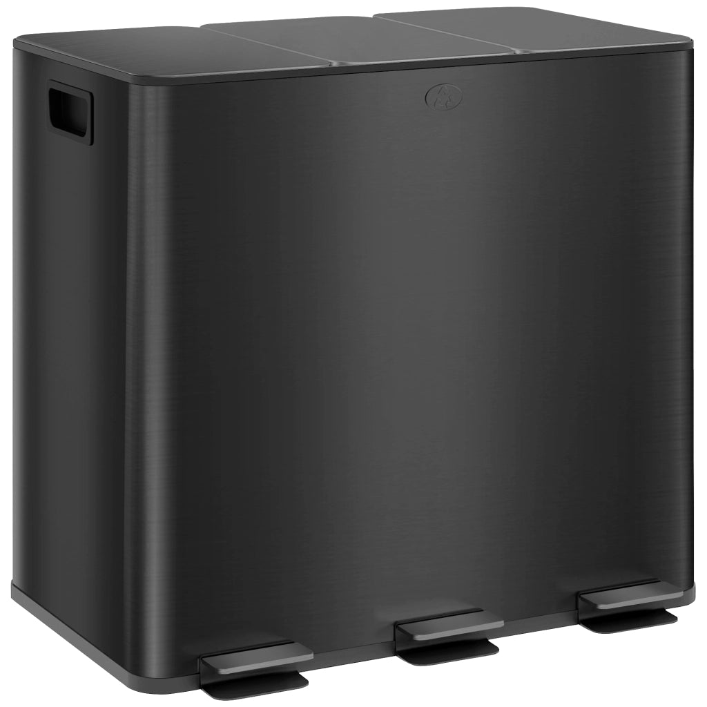 Cestino 3 Scomparti 15L ¨C zephmum ¨C Nero, Deodorante, Soft-Close
