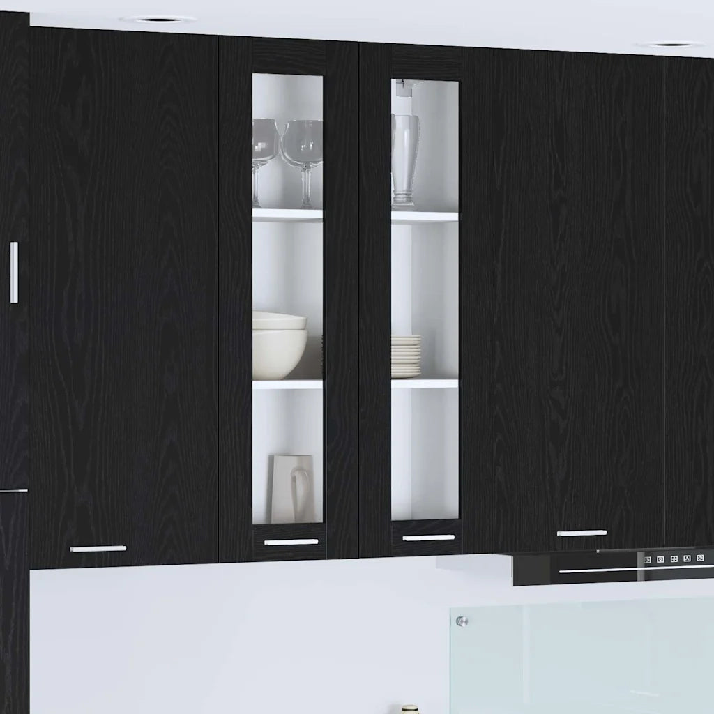 Armadio pensile con porta Riga Rovere Nero 60 x 31 x 100 cm