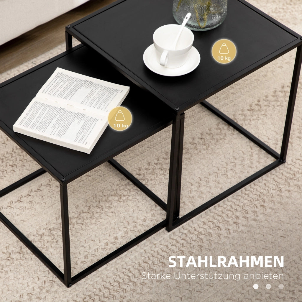 Tavolo da pranzo - set 2 tavolini - design moderno - struttura in acciaio - 120x59x45 cm - nero - fino a 10 kg