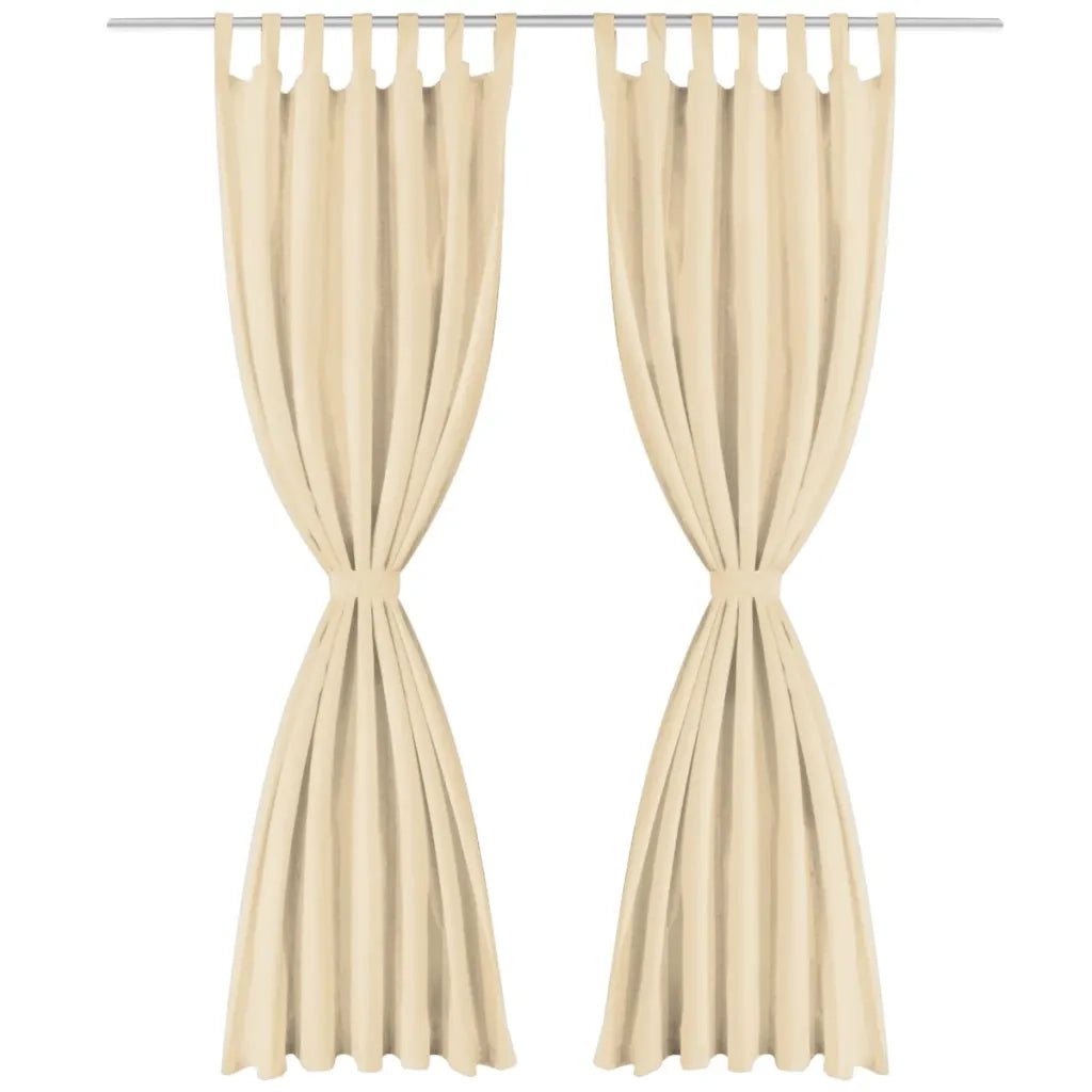 2 Pz Tende in Micro Raso con Passanti 140x225 cm Beige 132217