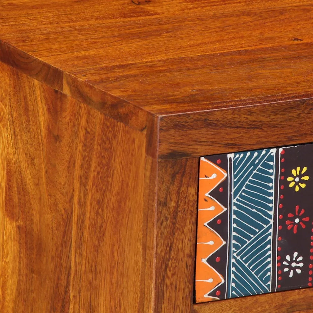 Comodini 2 pz-Set di 2 Tavolino da notte 40x35x45 cm in Legno Massello di Acacia
