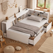 LETTO per bambini 90x200 cm in MDF bianco con cassetti e spazi contenitore