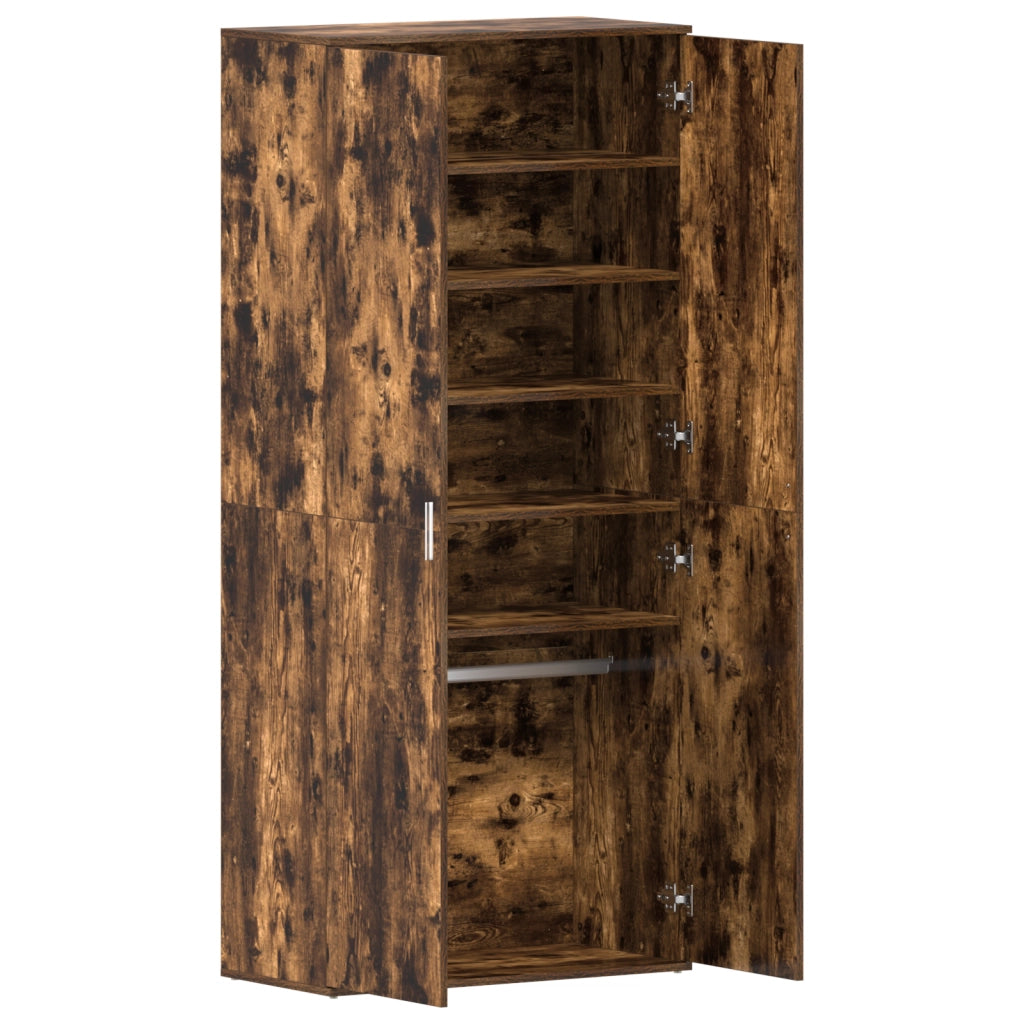 Mobile per Scarpe Rovere Affumicato 80x39x180 cm Legno Ingegnato