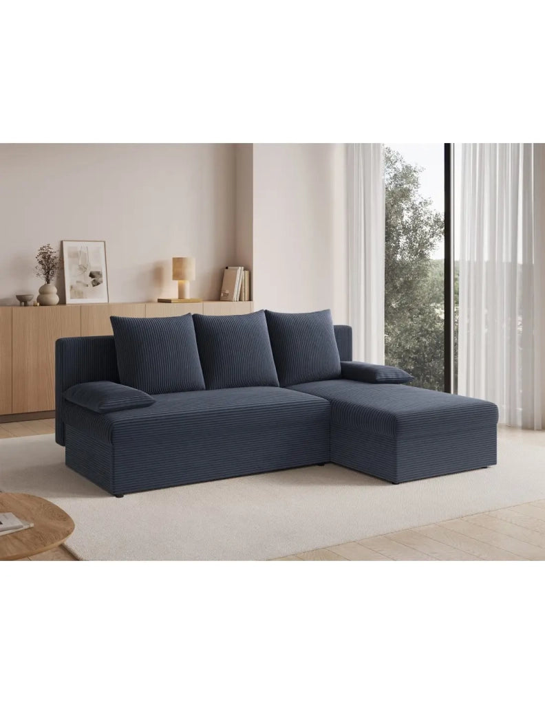 Divano ad angolo Grigio scuro 3 posti in schiuma T30 206x90x146cm GINA