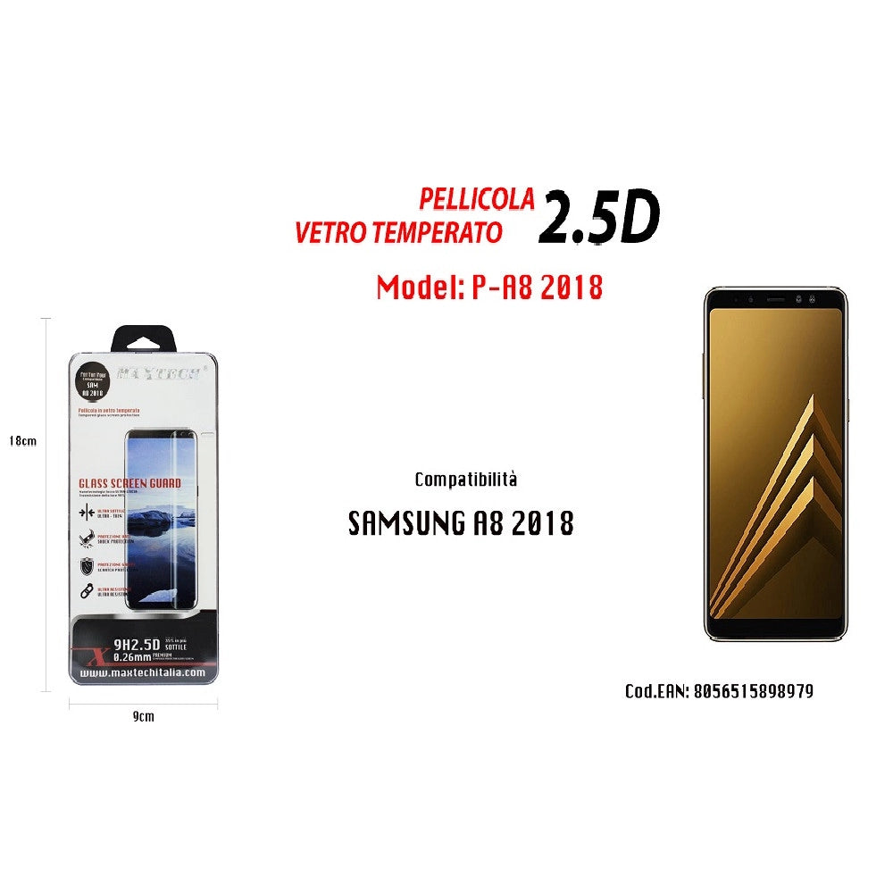 Trade Shop - Vetro Temperato Pellicola Per Samsung Galaxy A8 2018 Copertura Maxtech P-a8 2018 -