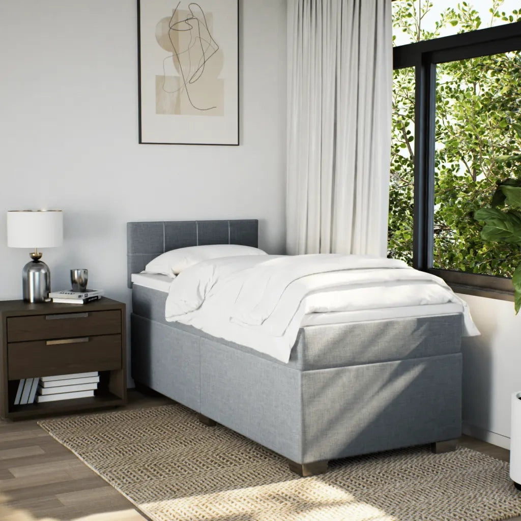 Giroletto a Molle con Materasso Grigio Chiaro 90x190 cm Tessuto 3288043