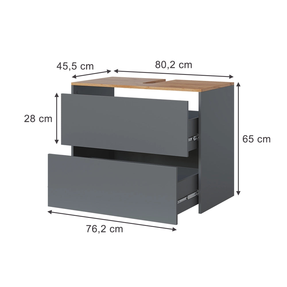 Vicco Mobile sottolavabo per bagno Antracite/quercia dorata 80.2 x 65 cm