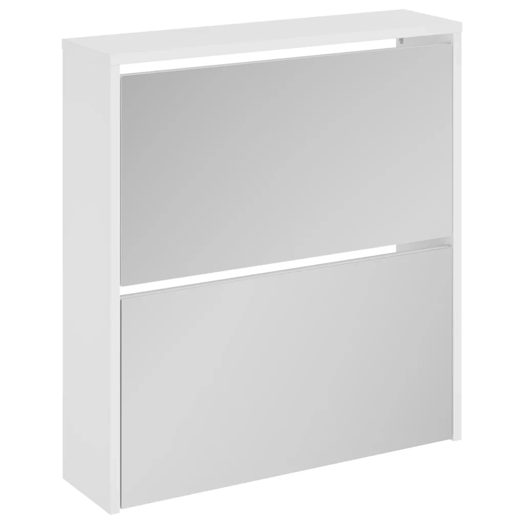 Scarpiera con Specchio a 2 Livelli Bianco lucido 63x17x67 cm 342631