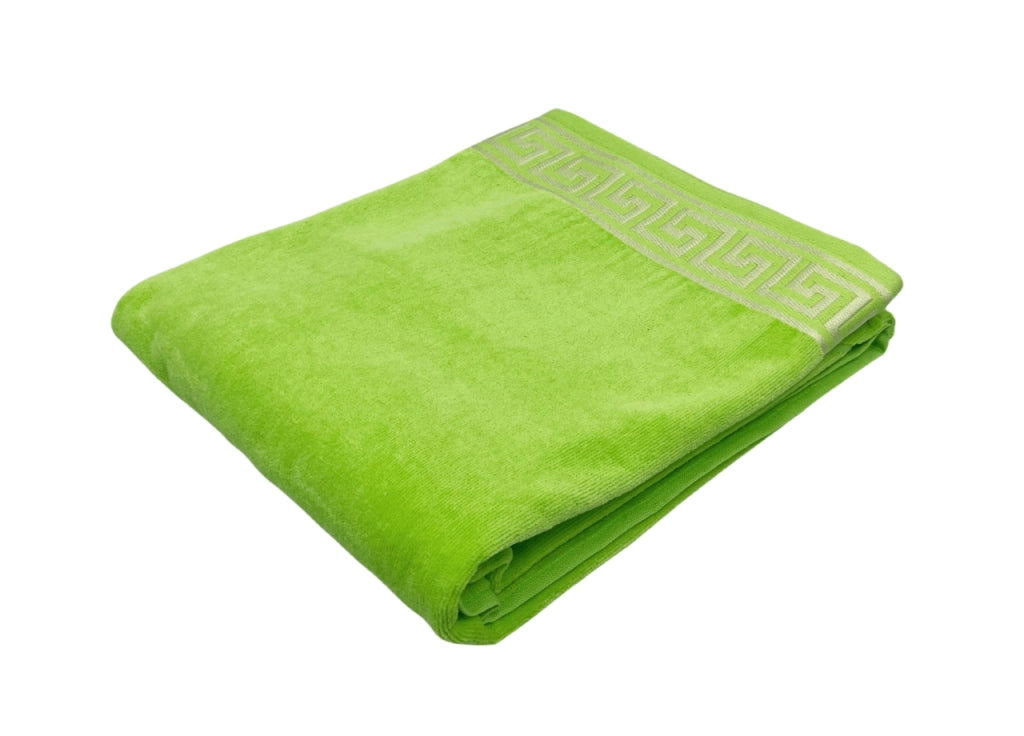 Telo Mare Jacquard Spugna Asciugamano Spiaggia Disegno Cameo Fluo - Telo Mare - Verde