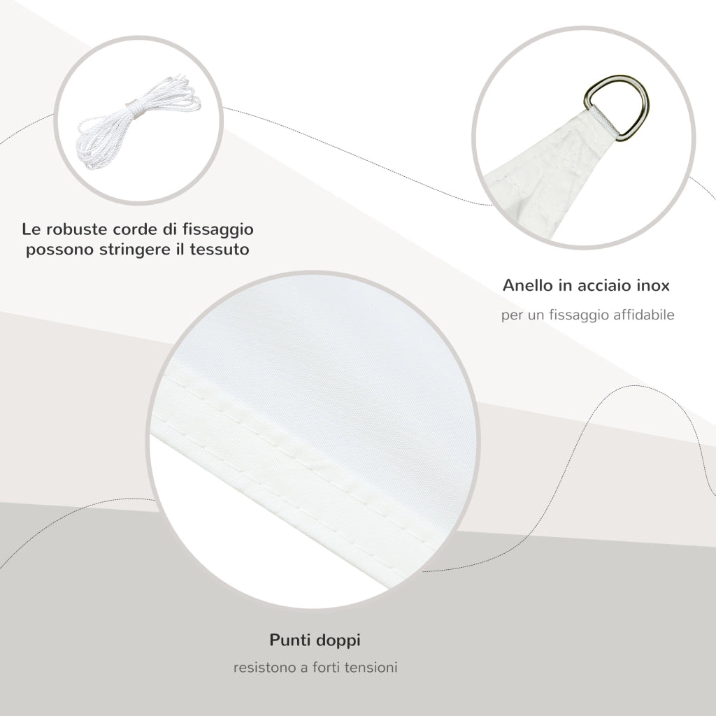 Tenda a Vela Ombreggiante Triangolare Poliestere Anti-UV 6x6x6m Crema
