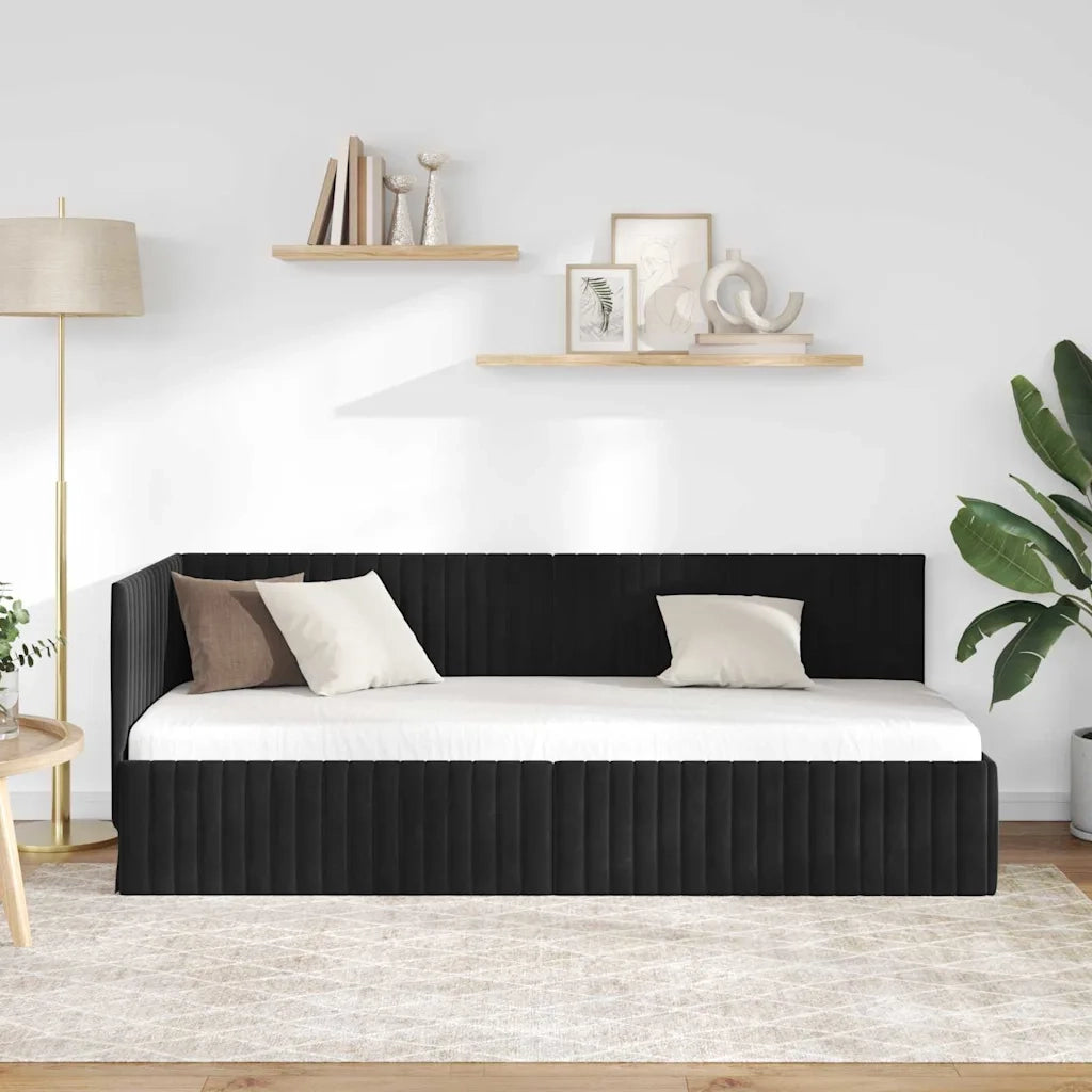 Cornice del letto ad angolo Nero 80 cm x 200 cm Velluto 42016251