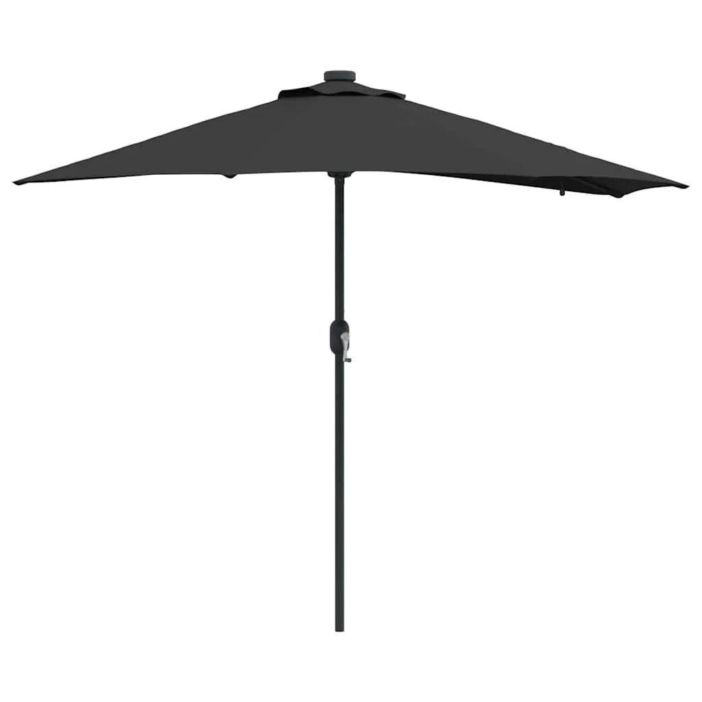 Moderno ombrellone da giardino pieghevole con illuminazione a LED 294 x 150 x 223 cm poliestere nero 02_0058664