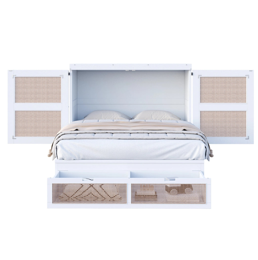 Letto a scomparsa 140x200 cm con struttura salvaspazio e cassetti integrati