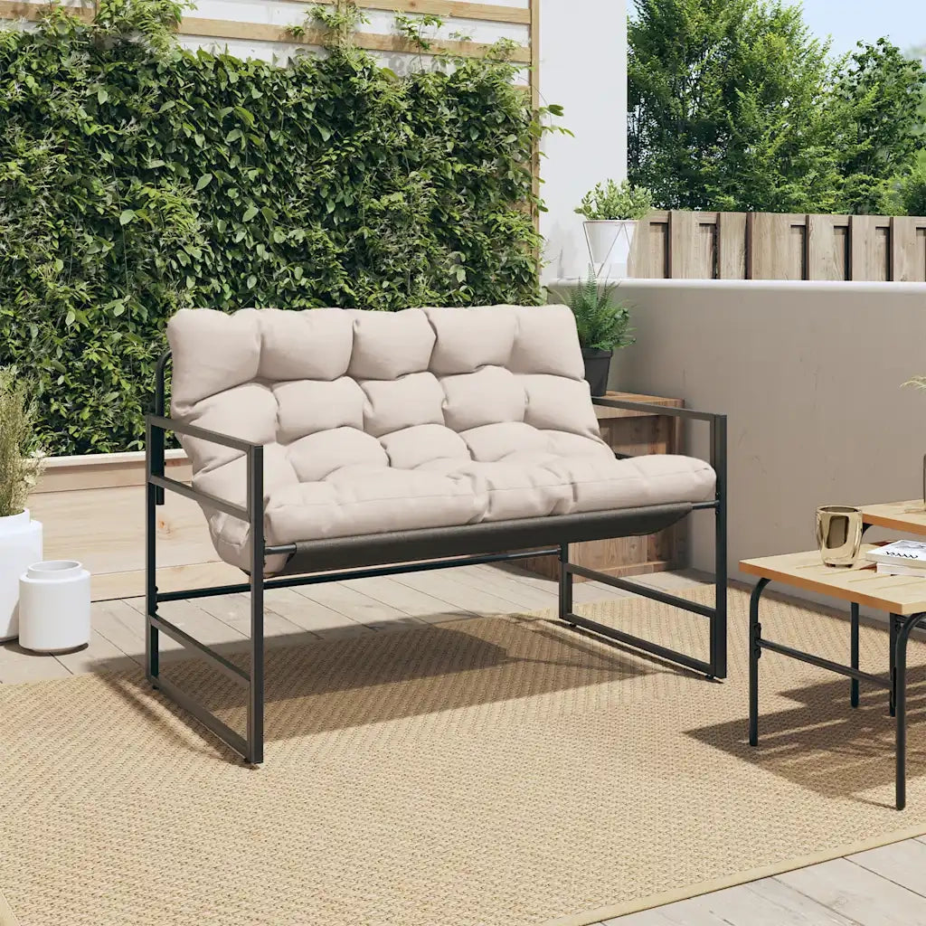 Panchina da Giardino con Cuscino Tortora 113 cm in Acciaio 4009300