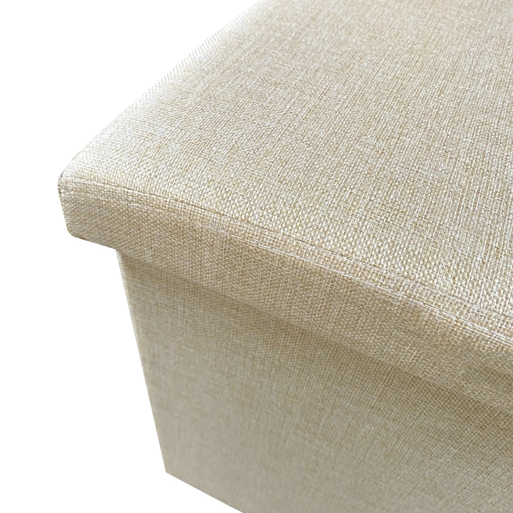 Puff Ottomano Portaoggetti Rettangolare in Tessuto Pieghevole 76x38x38cm | Nyana Casa | Stile ottomano | Tessuto Resistente | Nero, grigio e beige