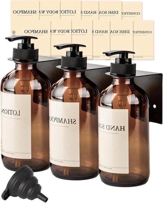Dispensatore di sapone in vetro 240 ml - fissaggio alla parete - dosaggio di creme - set di dispensatore di sapone per la doccia con pompa - standard in acciaio inossidabile - ciotola