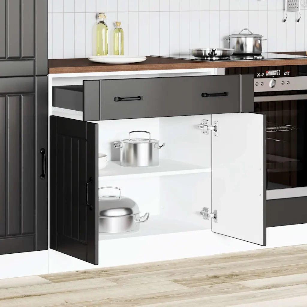 Base da Cucina Lucca Nero in Legno Multistrato 853738