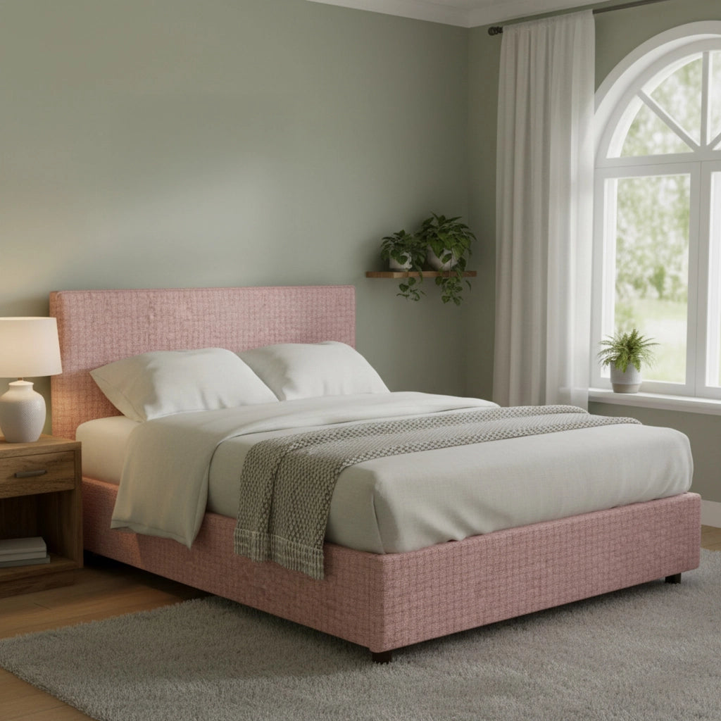 Basildon, Letto Matrimoniale Sfoderabile Made in Italy, Rosa