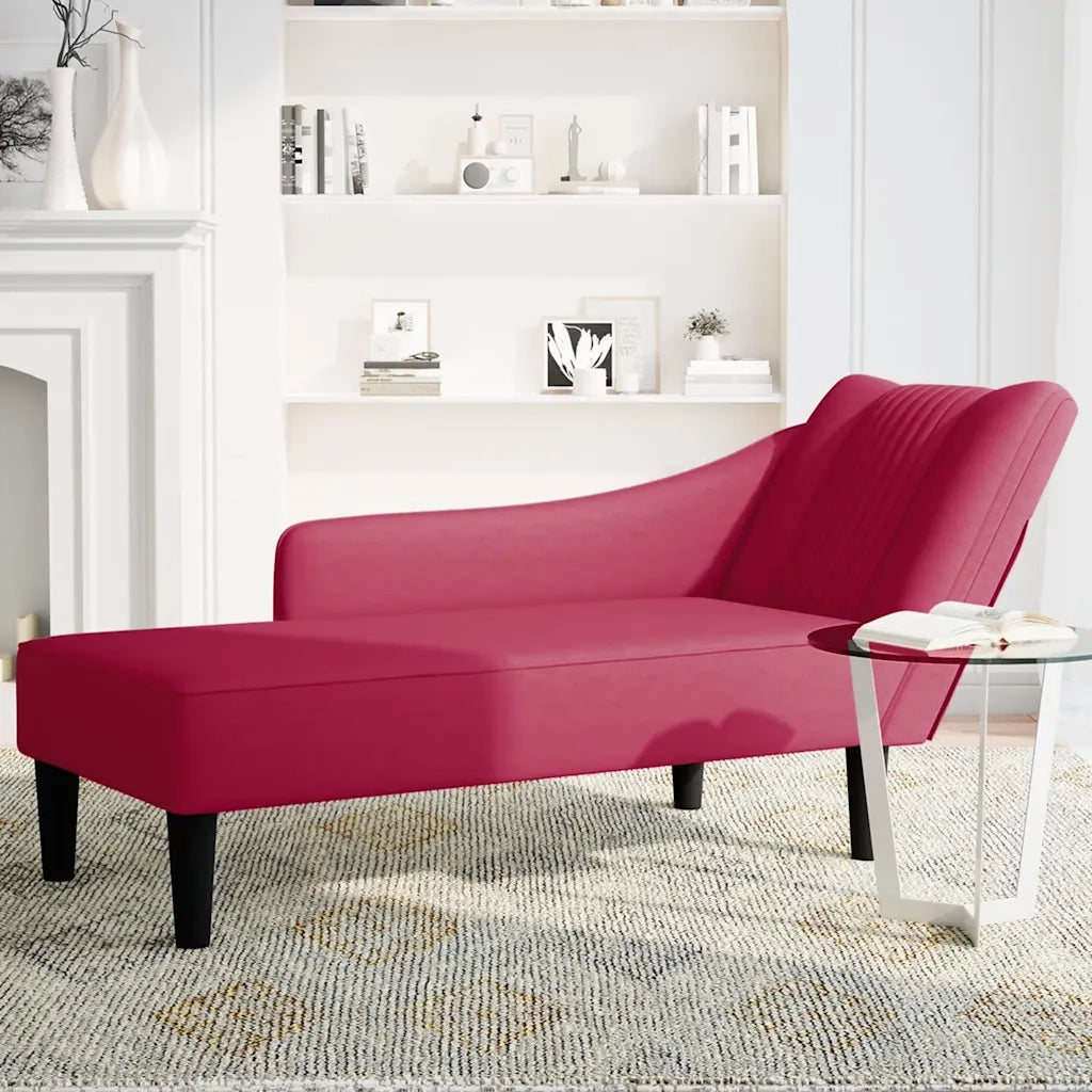 Sdraio con Bracciolo Destro in Velluto Rosso Vino CFW4521402