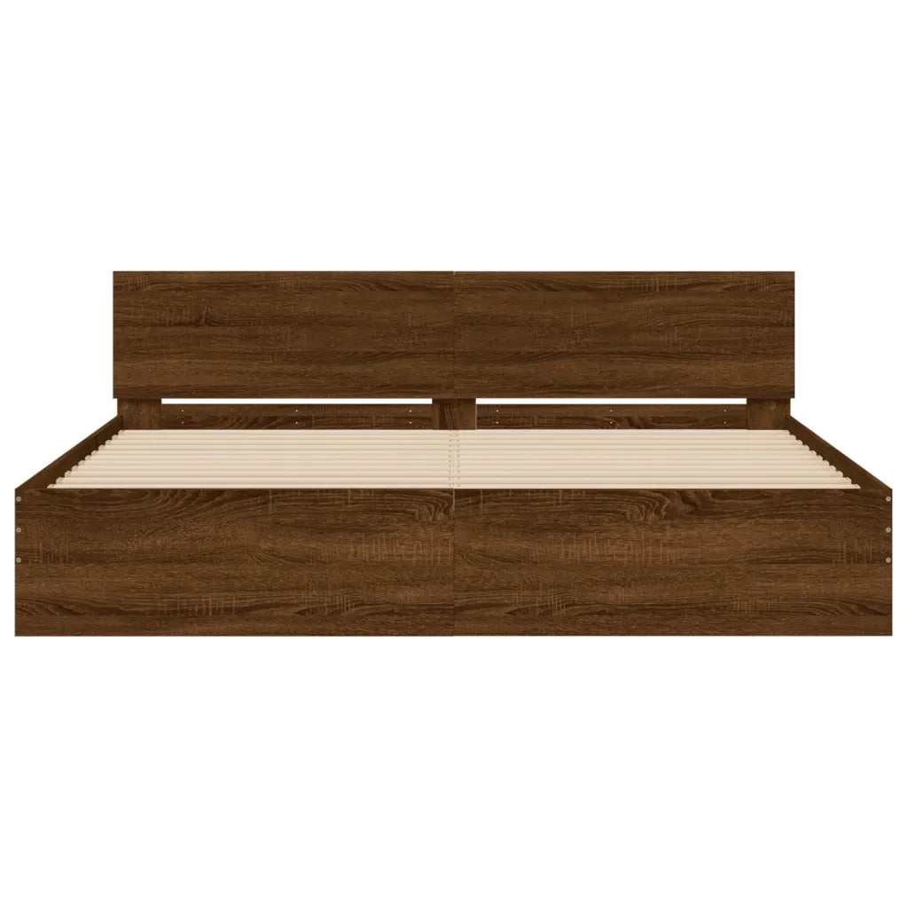 Letto matrimoniale | Letto per adulti | Giroletto con Testiera Rovere Marrone 200x200 cm